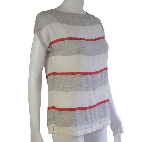 Tahari Striped Linen Top Size 8 - Picture 4 of 7